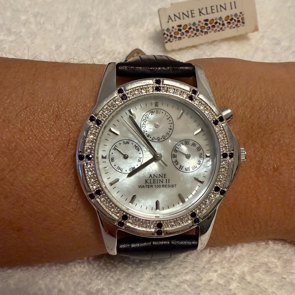 Vintage NWT Anne Klein II Genuine Semi Precious Stones Chronograph Watch w/Band